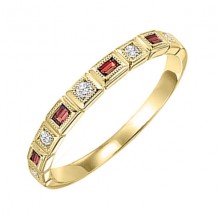 Gems One 14Kt Yellow Gold Diamond (1/10Ctw) & Garnet (1/6 Ctw) Ring