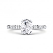 Shah Luxury 14K White Gold Oval Cut Diamond Classic Engagement Ring (Semi-Mount)