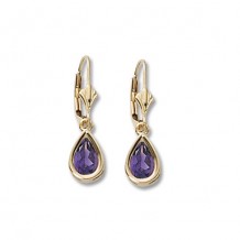 14K Yellow Gold 8X5 Amethyst Earrings