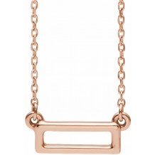 14K Rose Rectangle Bar 16-18 Necklace