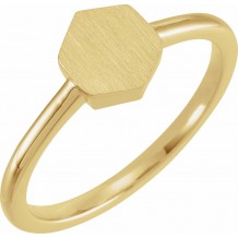 14K Yellow  9.5x8 mm Geometric Signet Ring