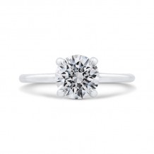 Shah Luxury 14K White Gold Round Cut Diamond Classic Engagement Ring (Semi-Mount)