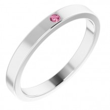 14K White Pink Tourmaline Stackable Family Ring