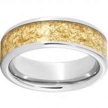 Serinium Pipe Cut Band with 5mm 24K Yellow Gold Leaf Inlay