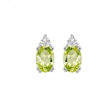 Gems One 10Kt White Gold Diamond (1/20Ctw) & Peridot (5/8 Ctw) Earring