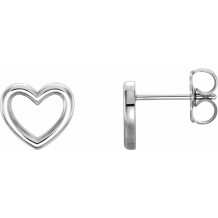 Platinum 8.7x8 mm Heart Earrings