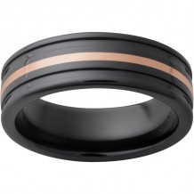 Black Diamond Ceramic Band with 1mm 14K Rose Gold Inlay