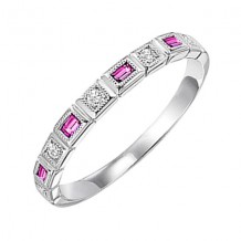 Gems One 14Kt White Gold Diamond (1/10Ctw) & Pink Sapphire (1/6 Ctw) Ring