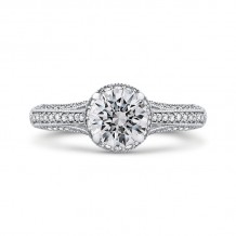 Shah Luxury 14K White Gold Round Diamond Engagement Ring with Split Shank (Semi-Mount)