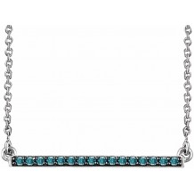 14K White 1/6 CTW Blue Diamond Bar 18 Necklace