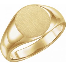 14K Yellow 13 mm Round Signet Ring