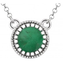 14K White Emerald May 18 Birthstone Necklace