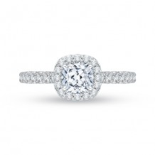 Shah Luxury 18k White Gold Diamond Promezza Engagement Ring with Emerald Center