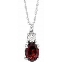 14K White Mozambique Garnet & .02CTW Diamond 18 Necklace