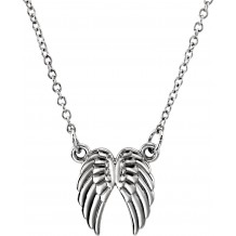 14K White Tiny Poshu00ae Angel Wings 16-18 Necklace