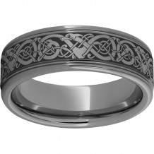 Rugged Tungsten  8mm Rounded Edge band with Viking Laser Engraving