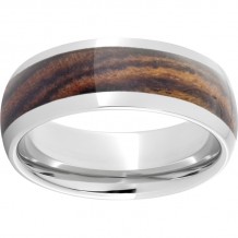 Serinium Domed Band with Exotic Bocote Wood Inlay