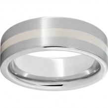 Serinium Pipe Cut Band with a 2mm Sterling Silver Inlay and Satin Finish