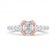 Shah Luxury 14K Two-Tone Gold Bezel Set Diamond Engagement Ring with Round Shank (Semi-Mount)