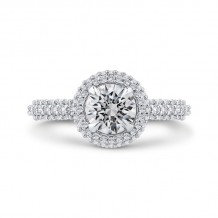 Shah Luxury 14K White Gold Round Diamond Halo Engagement Ring (Semi-Mount)