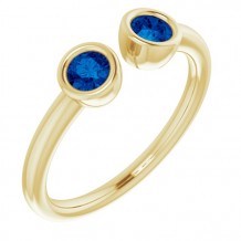 14K Yellow Blue Sapphire Two-Stone Ring