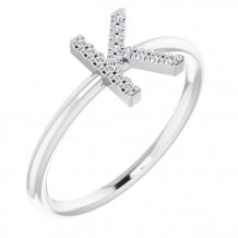 14K White .05 CTW Diamond Initial K Ring