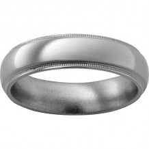 Titanium Domed Band with Grooved Miligrain Edges and Polish Finish