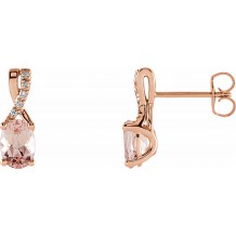 14K Rose Morganite & .05 CTW Diamond Earrings