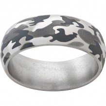 Titanium Domed Band with Camo Laser Engraving