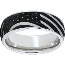 Serinium Domed Band with American Flag Laser Engraving