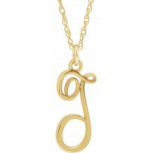14K Yellow Script Initial T 16-18 Necklace