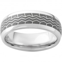 Serinium Domed Band with Tire Laser Engraving