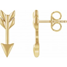 14K Yellow Arrow Earrings
