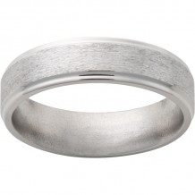 Titanium Flat Band with Grooved Edges and Stone Finish