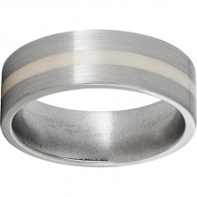 Titanium Flat Band with a 2mm Sterling Silver Inlay and Satin Finish