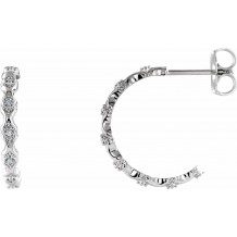 14K White .05 CTW Diamond Hoop Earrings