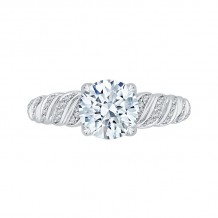 Shah Luxury 14K White Gold Round Diamond Engagement Ring (Semi-Mount)