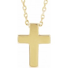 14K Yellow Petite Cross 16-18 Necklace