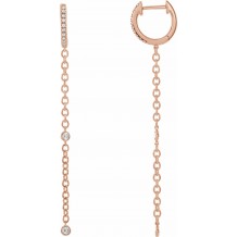 14K Rose 1/4 CTW Diamond Hinged Hoop Chain Earrings