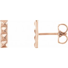 14K Rose Pyramid Bar Earrings