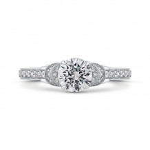 Shah Luxury Round Cut Diamond Engagement Ring In 14K White Gold (Semi-Mount)