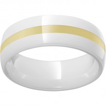 White Diamond CeramicDomed Ring with a 2mm 18K Yellow Gold Inlay