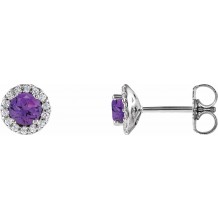 14K White Amethyst & 1/6 CTW Diamond Earrings