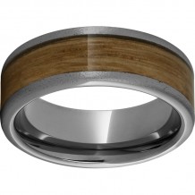 Rugged Tungsten  8mm Pipe Cut Band with Single Malt Barrel Aged Inlay and Stone Finish