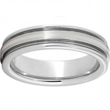 Serinium Rounded Edge Band with 1mm Sterling Silver Inlay and Satin Finish