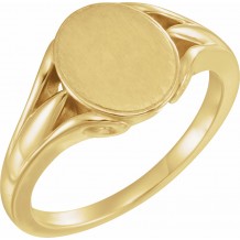 14K Yellow 12x10 mm Oval Signet Ring