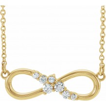 14K Yellow 1/8 CTW Diamond Infinity-Inspired Bar 18 Necklace