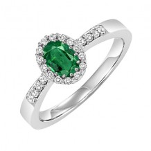 Gems One 14Kt White Gold Diamond (1/8Ctw) & Emerald (3/8 Ctw) Ring