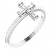 14K White 1/10 CTW Diamond Stackable Cross Ring