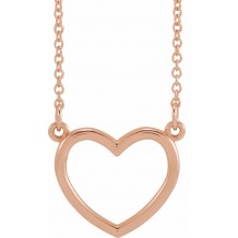 14K Rose 13.8x13 mm Heart 16 Necklace